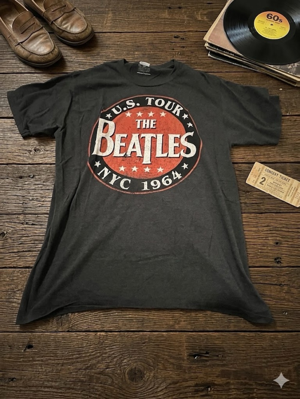 The Beatles Charcoal Tee with Red Accent